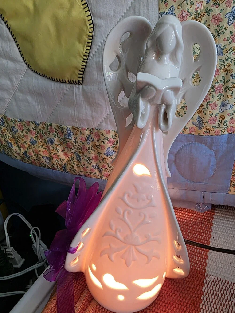 White Ceramic Angel Luminary - Home Accents
